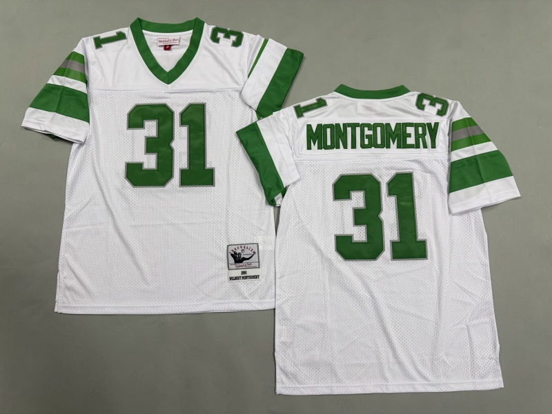 Men 2025 Philadelphia Eagles #31 Montgomery white Throwback Limited NFL Jersey style 001